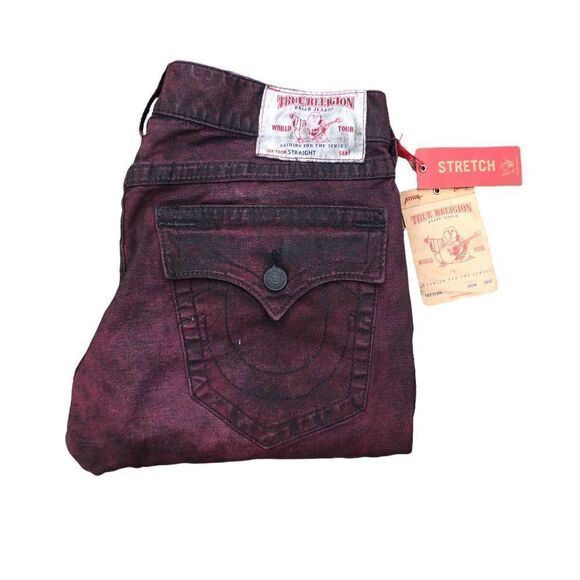 Brand New True Religion Jeans Size 32 STRAIGHT BIG T Red - Picture 1 of 11
